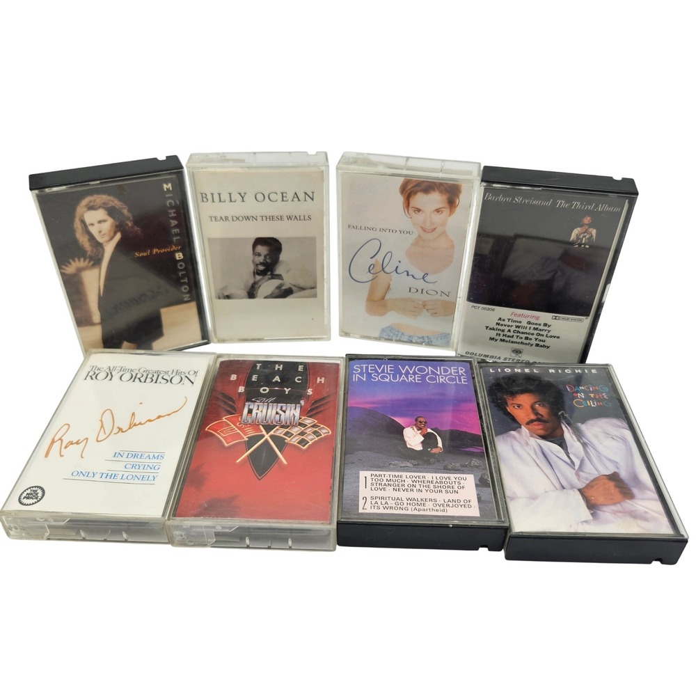 Lot of 8 Vintage Cassette Tapes Stevie Wonder Celine Dion Lionel Richie Pop Soul